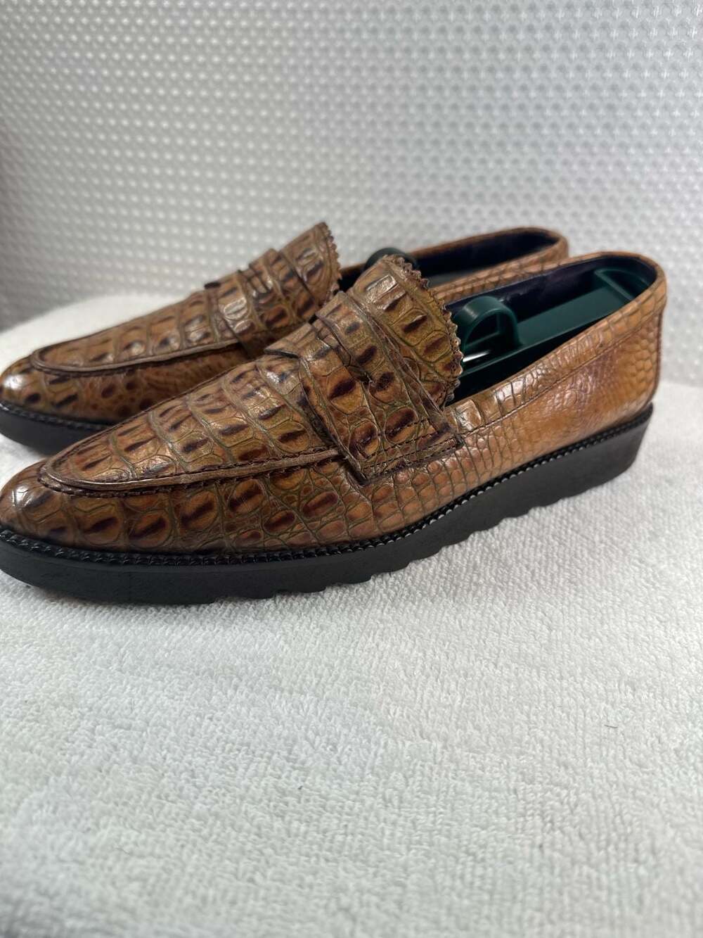 Donald J Pliner Sport Danisa Croc Embossed Leather Penny Loafers Size 9M